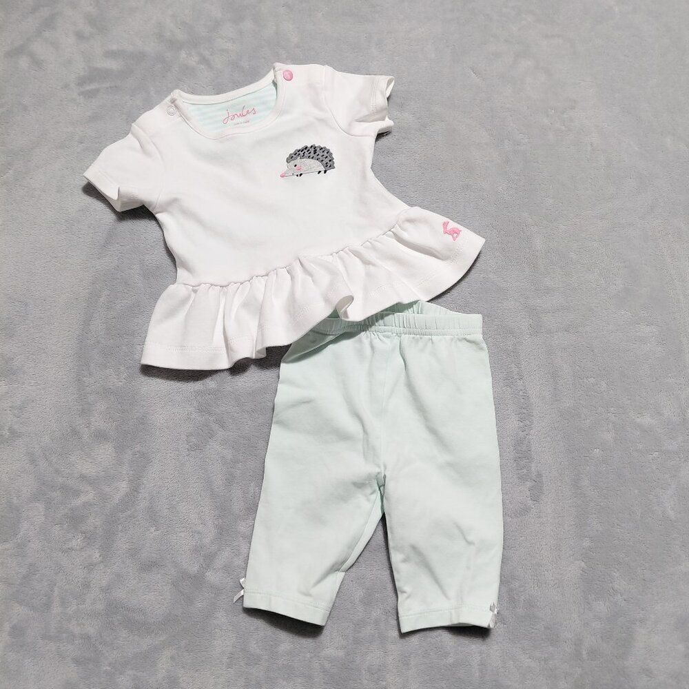 Joules 3M 100% Cotton Peplum Hedgehog Top with Matching First Impressions Pant